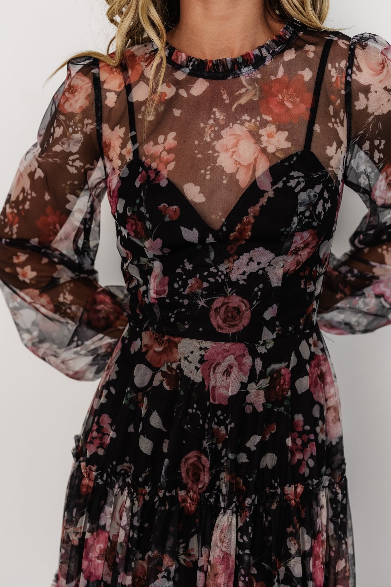 Stephanie Tiered Maxi Dress | Black Floral - Baltic Born