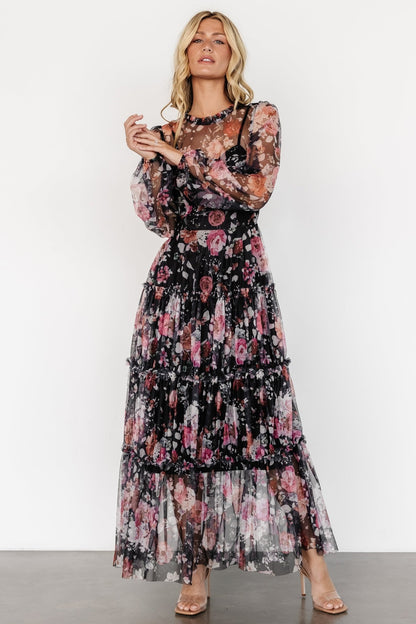 Stephanie Tiered Maxi Dress | Black Floral - Baltic Born