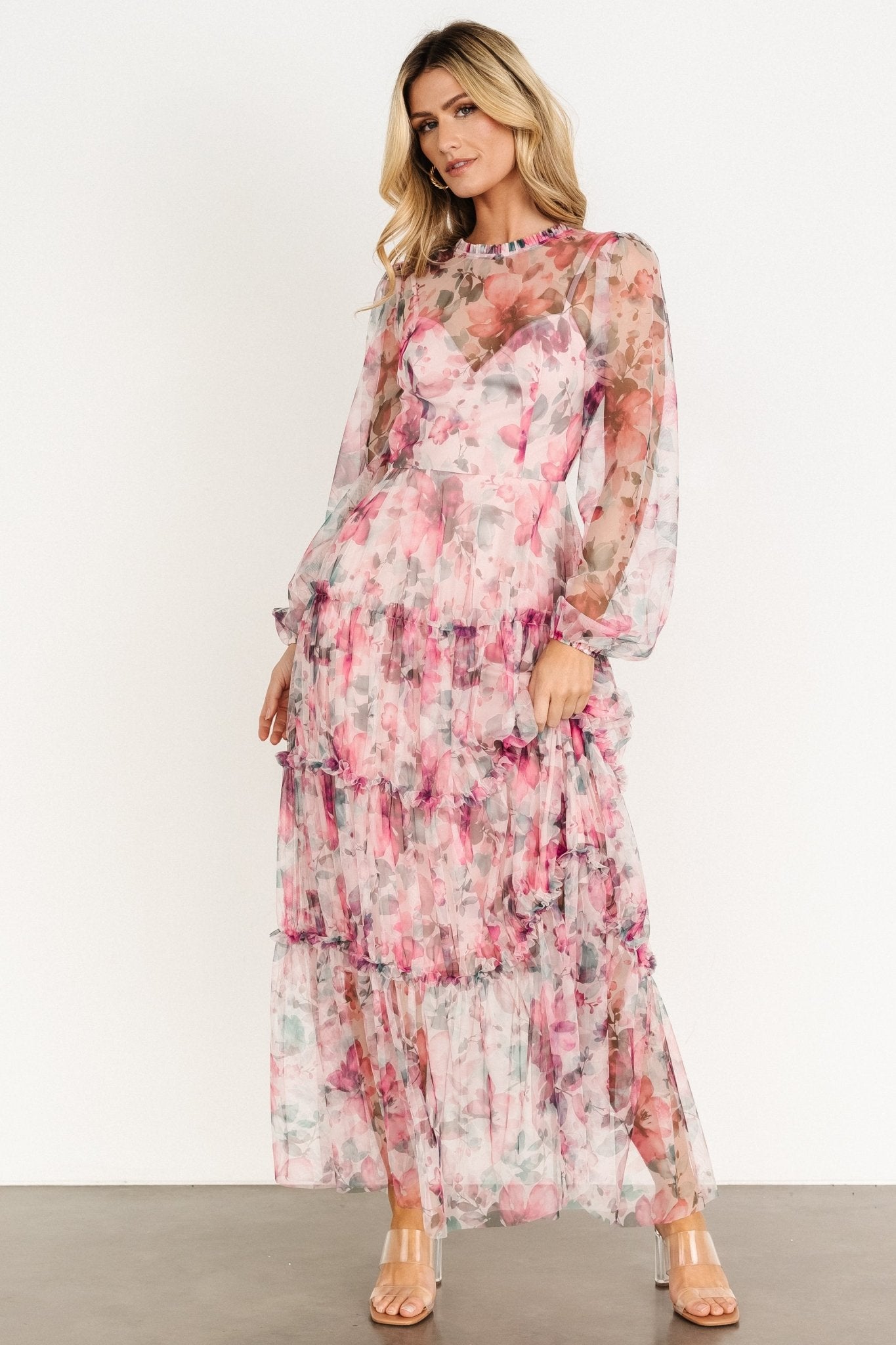 Stephanie Tiered Maxi Dress | Mauve Floral - Baltic Born