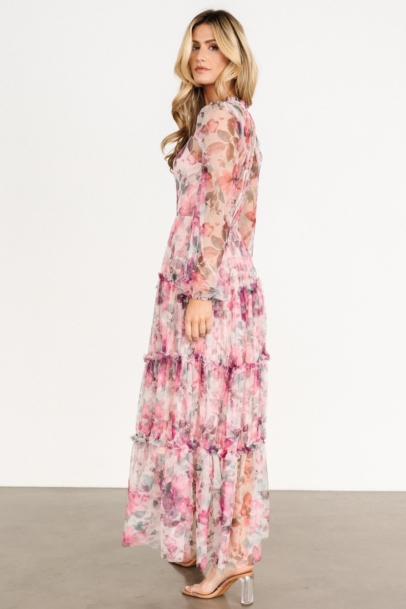 Stephanie Tiered Maxi Dress | Mauve Floral - Baltic Born