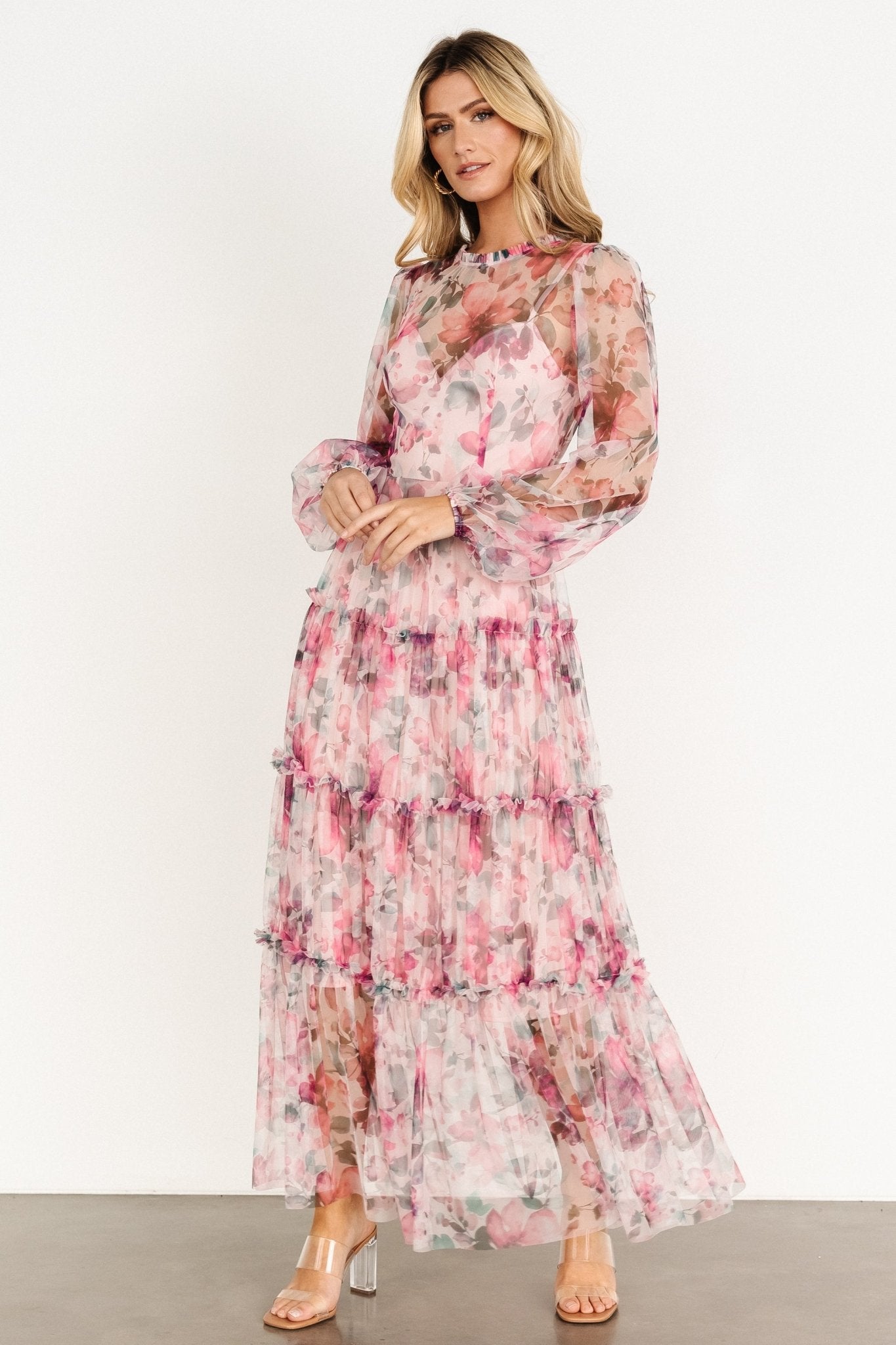 Stephanie Tiered Maxi Dress | Mauve Floral - Baltic Born