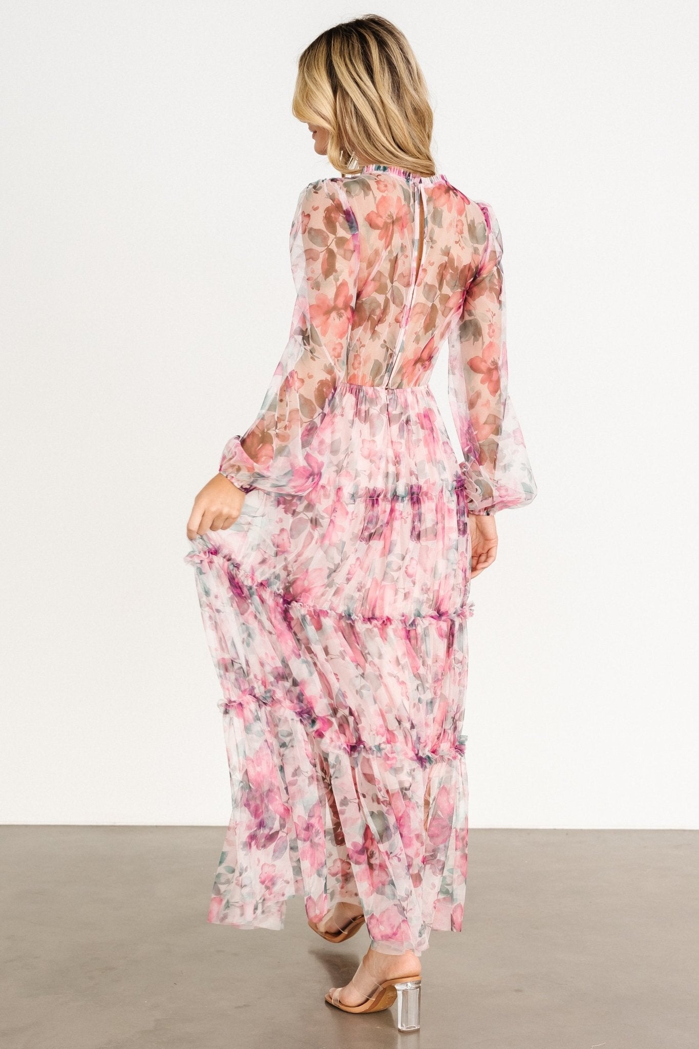 Stephanie Tiered Maxi Dress | Taupe Floral | Baltic Born