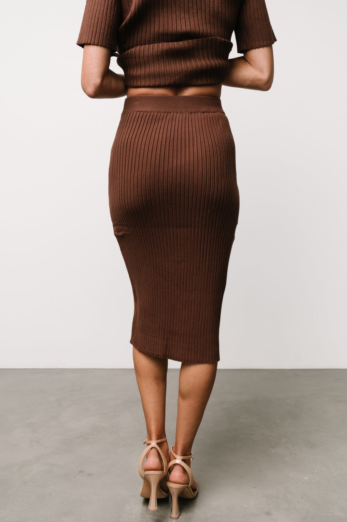 Stormi Ribbed Midi Skirt | Brown - Baltic Born