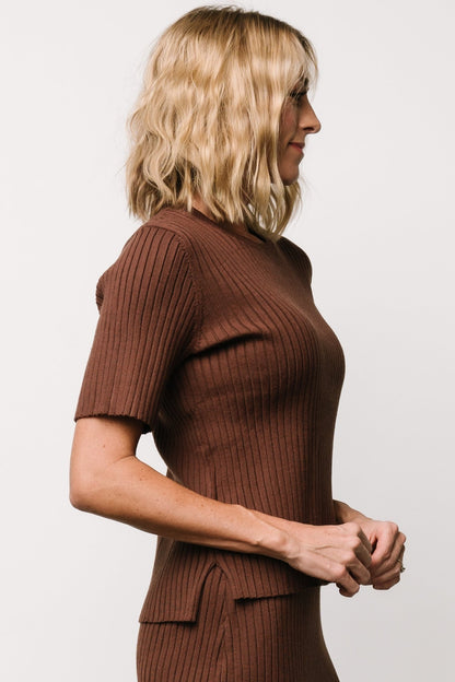 Stormi Ribbed Sweater Top | Brown - Baltic Born