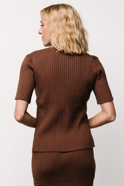 Stormi Ribbed Sweater Top | Brown - Baltic Born