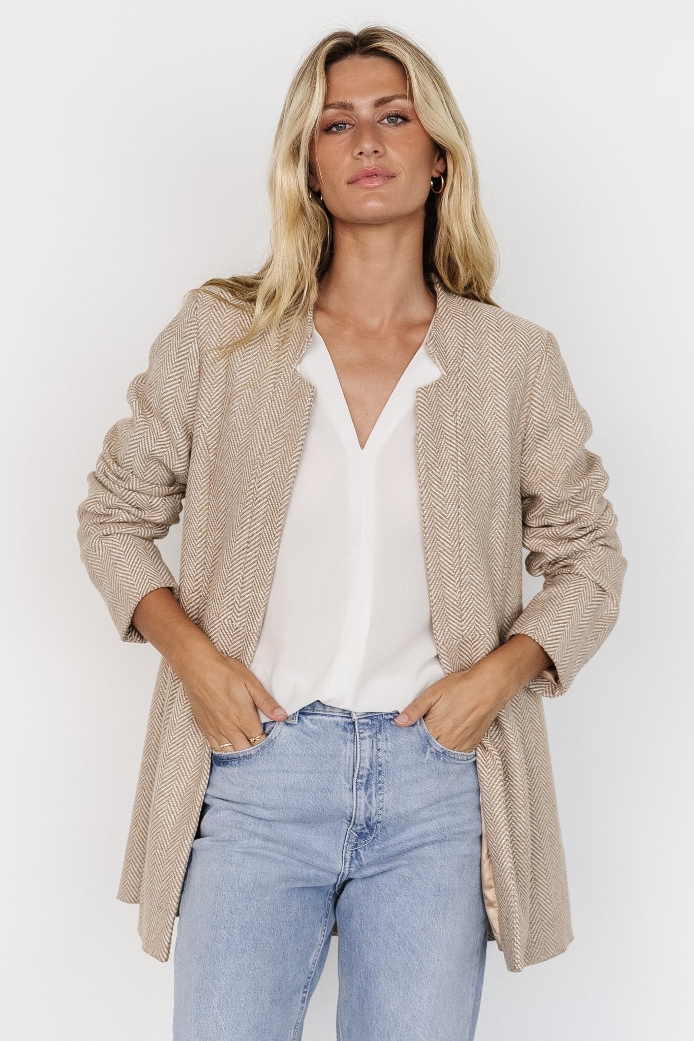 Stratford Open Front Blazer | Natural - Baltic Born