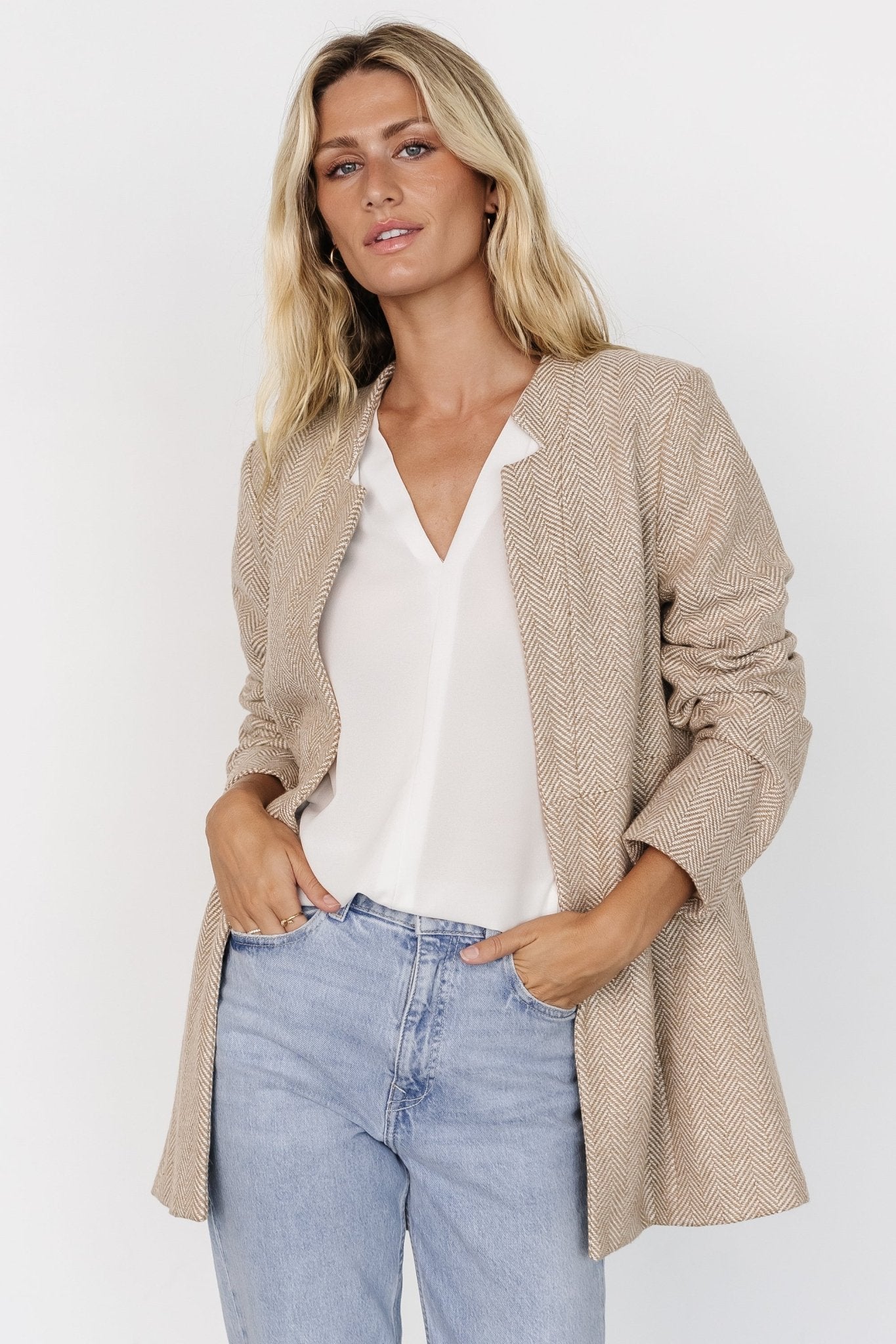 Stratford Open Front Blazer | Natural - Baltic Born