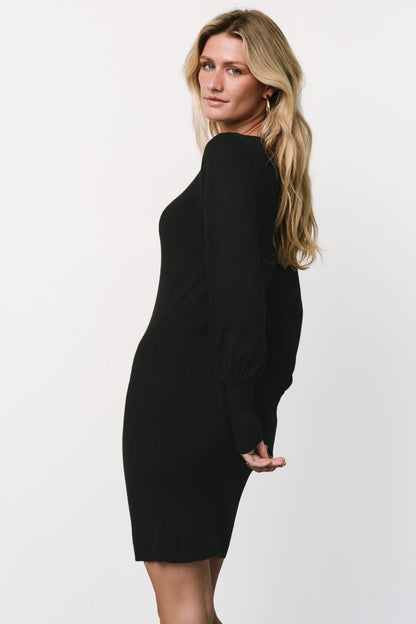 Suki V Neck Sweater Dress | Black - Baltic Born