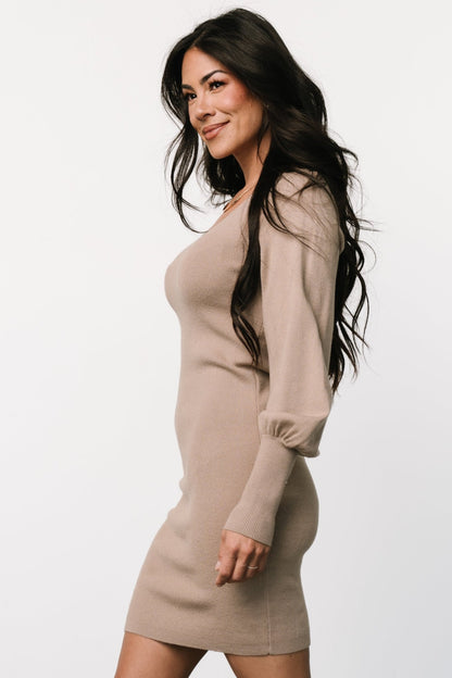 Suki V Neck Sweater Dress | Mocha - Baltic Born