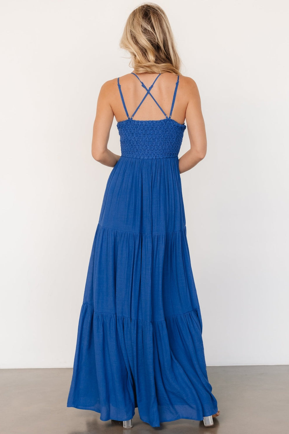 Summerlin Lace Maxi Dress — Blue Tiered Maxi