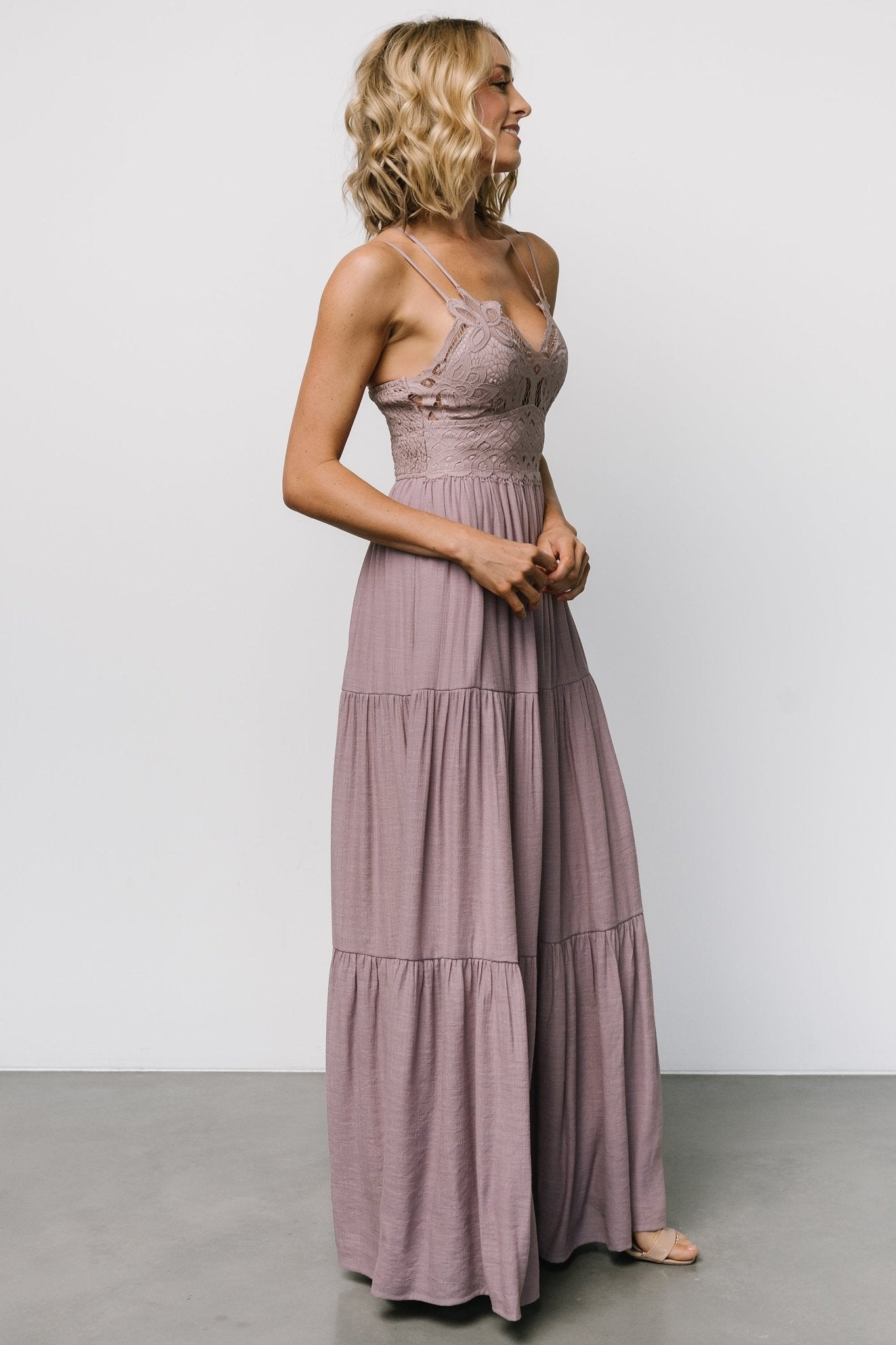 Baltic Born Womens Summerlin Lace Top Maxi Dress | Dusty Mauve | Size: XL Baltic Born Womens Summerlin Lace Top Maxi Dress | Dusty Mauve | Size: XL