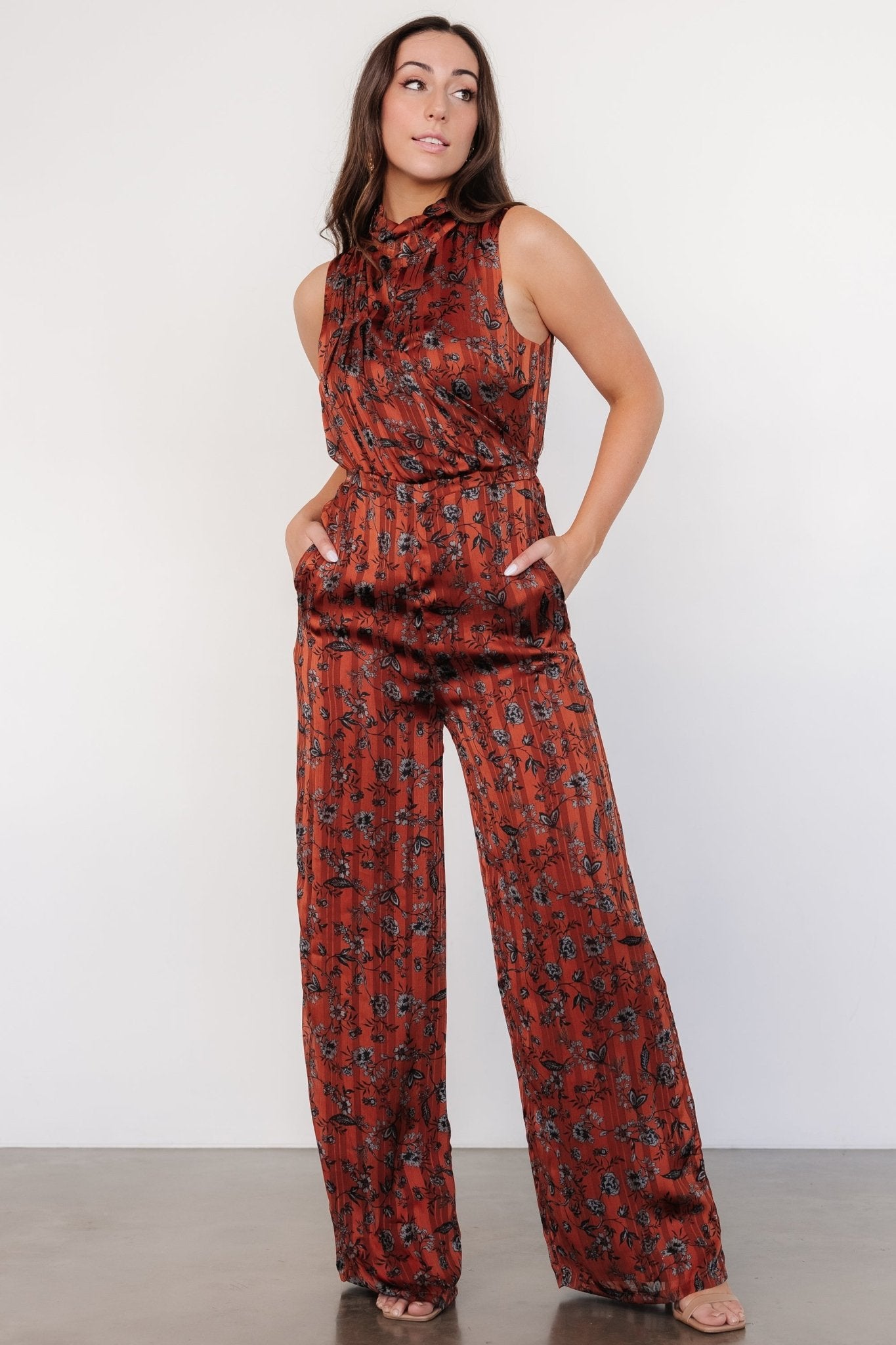 Suni Sleeveless Jumpsuit | Copper + Slate Floral - Baltic Born