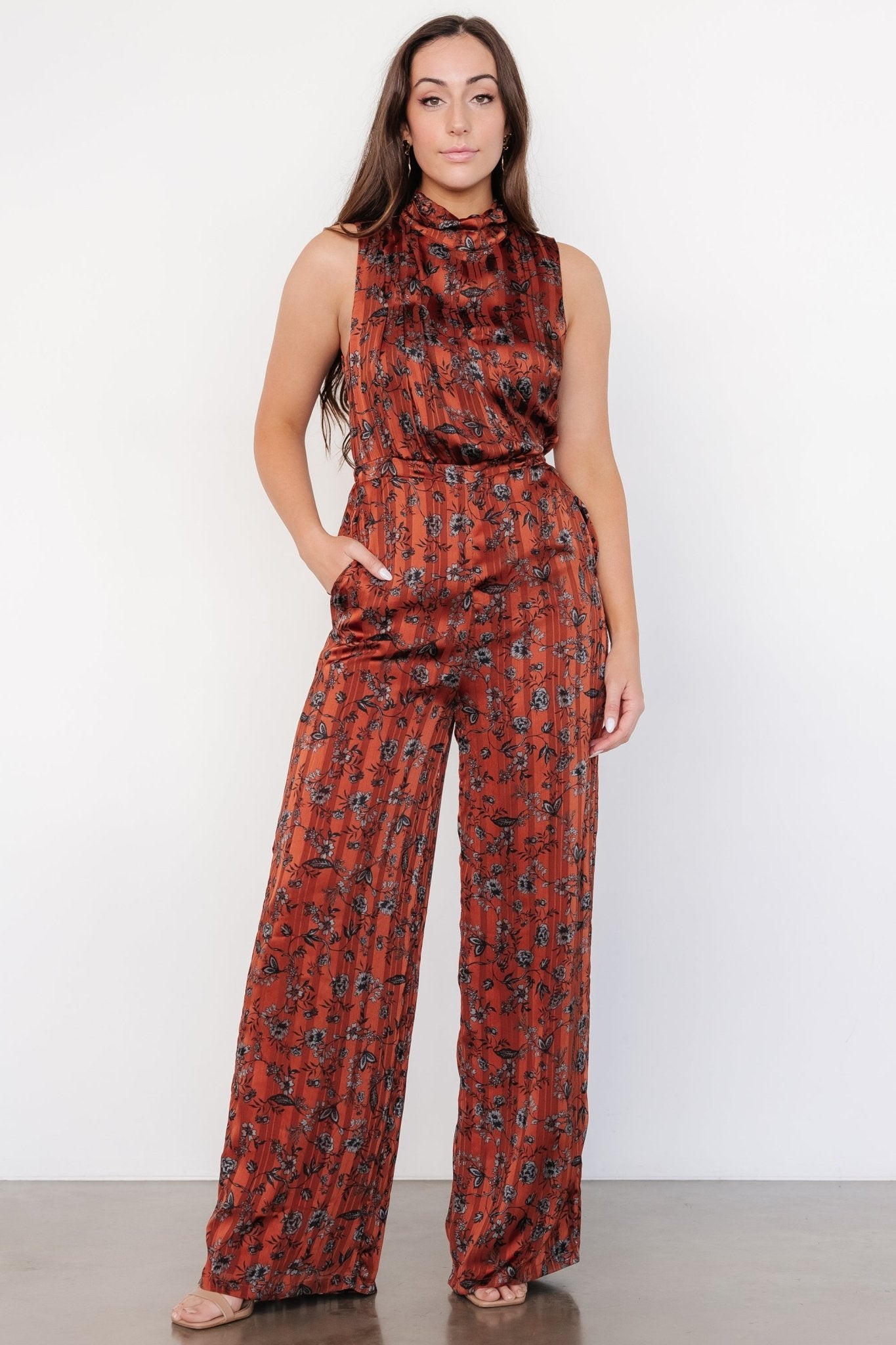 Suni Sleeveless Jumpsuit | Copper + Slate Floral - Baltic Born