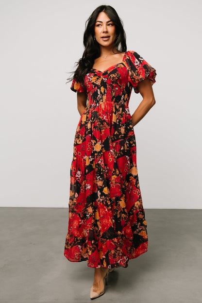 Suzy Maxi Dress | Black + Red Multi - Baltic Born