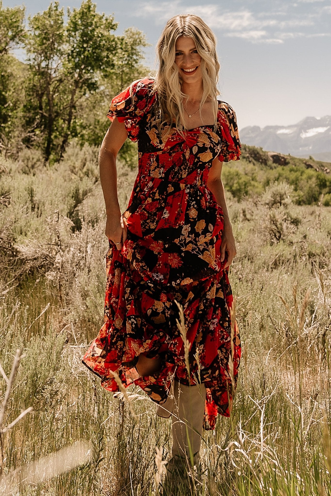 baltic born dress Baltic Born Womens Suzy Maxi Dress | Black + Red Multi
