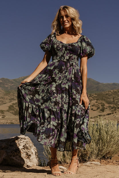 Suzy Maxi Dress | Dark Blue Multi - Baltic Born