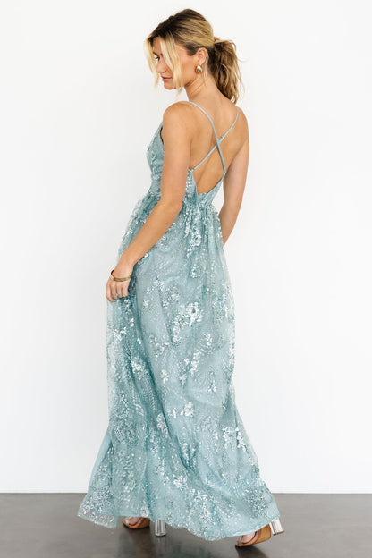 Tasha Sequin Gown | Sage Blue - Baltic Born