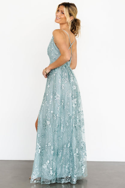 Tasha Sequin Gown | Sage Blue - Baltic Born