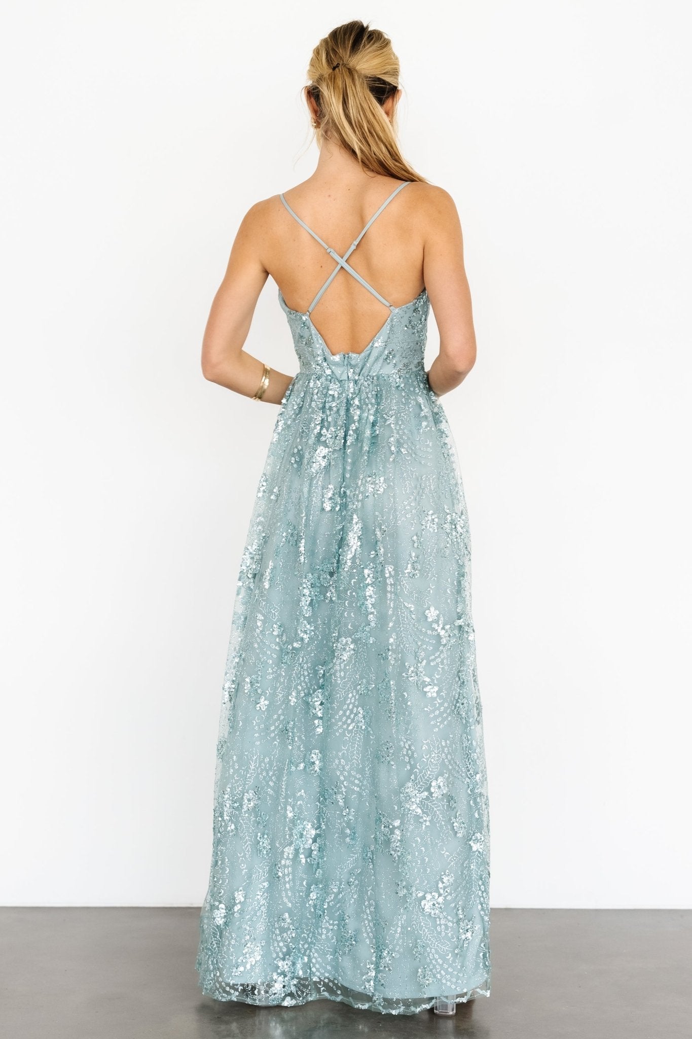 Tasha Sequin Gown | Sage Blue - Baltic Born