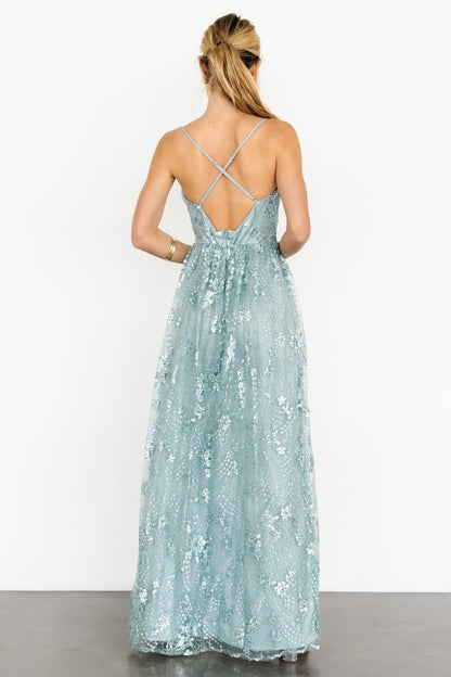 Tasha Sequin Gown | Sage Blue - Baltic Born