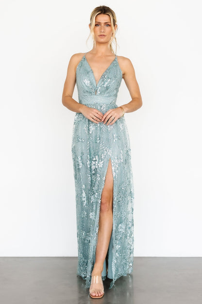 Tasha Sequin Gown | Sage Blue - Baltic Born