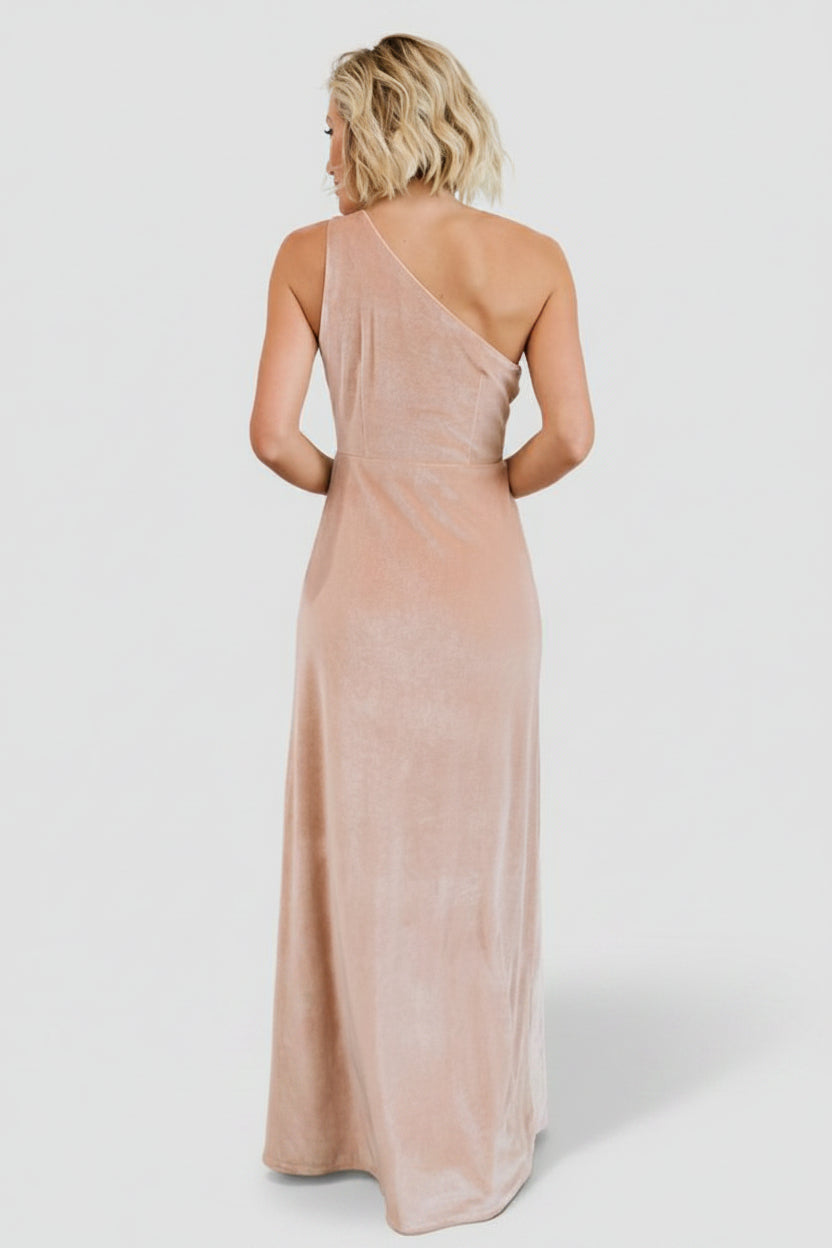 Tatiana Velvet One Shoulder Maxi Dress | Champagne Tatiana Velvet One Shoulder Maxi Dress | Champagne
