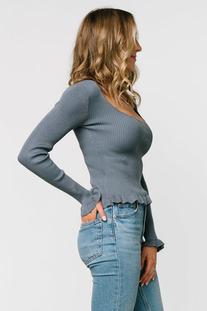 Tayla Knit Top | Slate Blue - Baltic Born