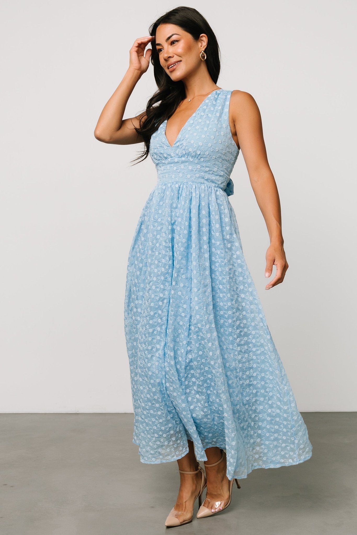 Thalia Embroidered Tank Midi Dress | Blue - Baltic Born