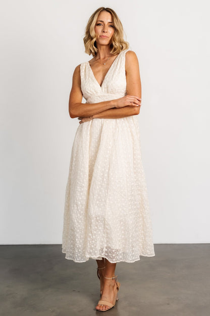 Thalia Embroidered Tank Midi Dress | Vintage Cream - Baltic Born