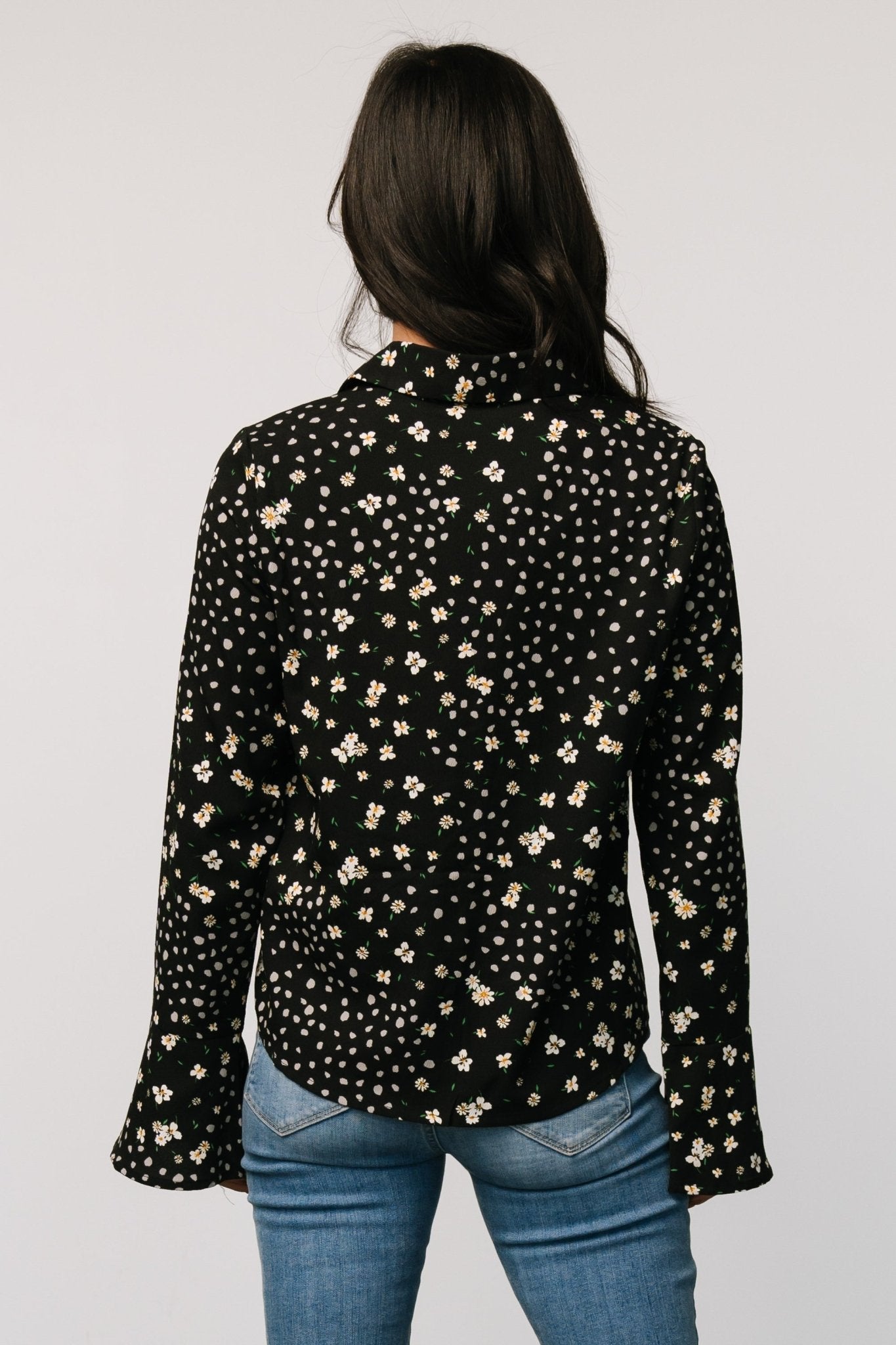 Thelma Button Blouse | Black Print - Baltic Born