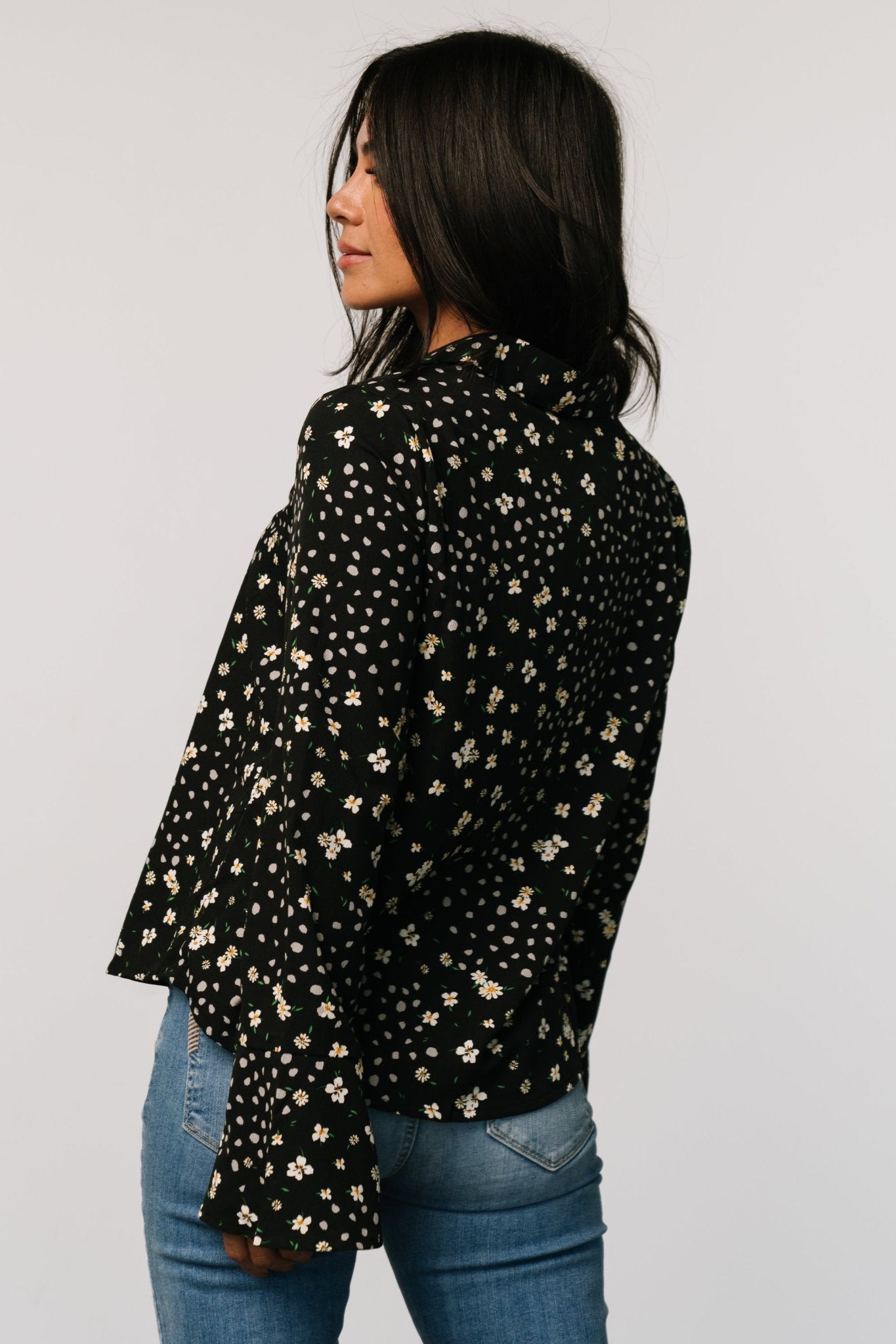 Thelma Button Blouse | Black Print - Baltic Born