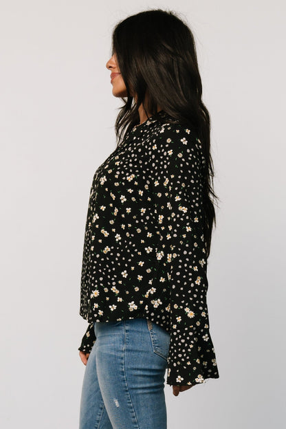 Thelma Button Blouse | Black Print - Baltic Born