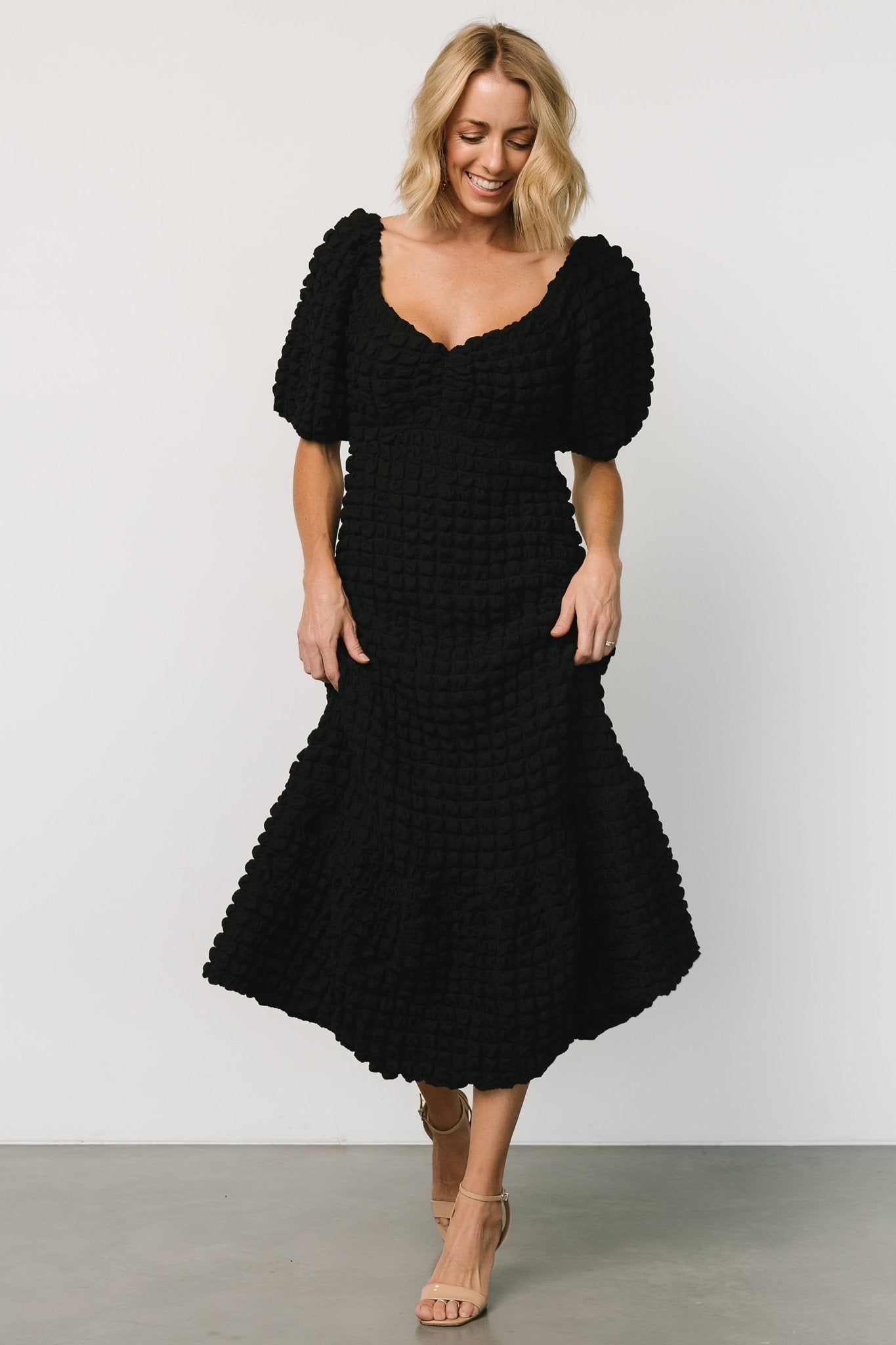 Therese Textured Dress | Black - Baltic Born