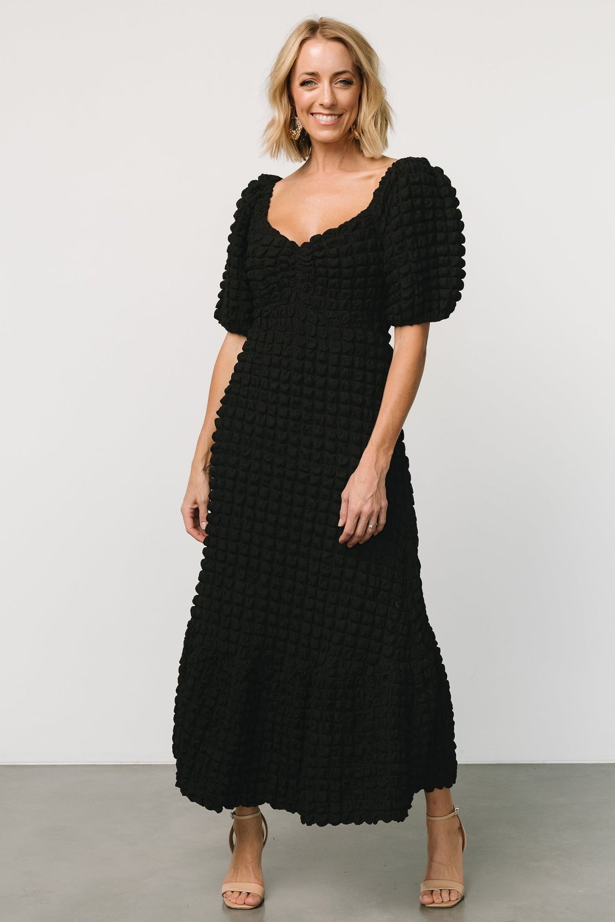 black textured dress Baltic Born Womens Therese | The Cristy Satin and amazon_color:MULTI Length:54 inches stretchy fabric allows room