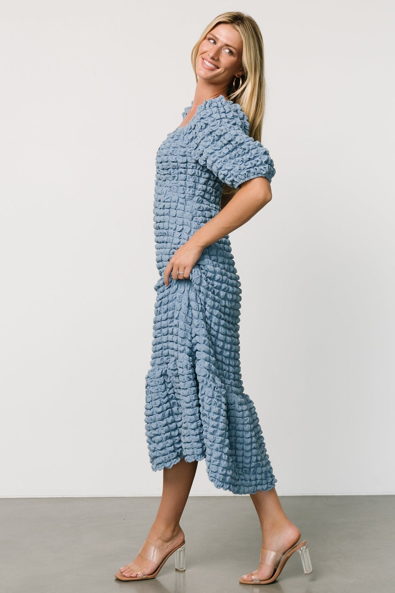 Therese Textured Dress | Denim Blue - Baltic Born