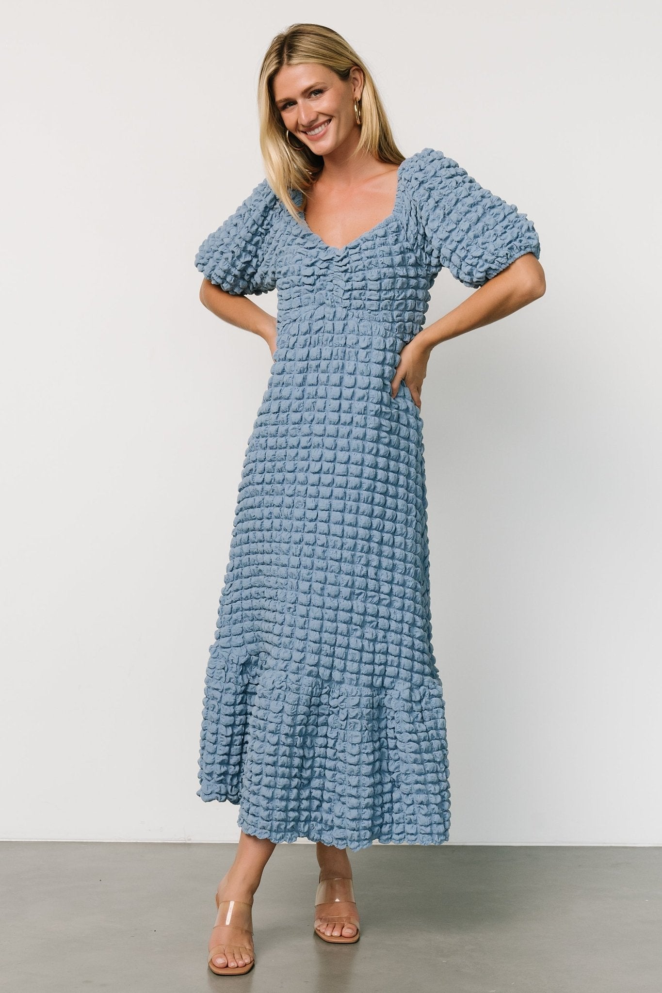 Therese Textured Dress | Denim Blue - Baltic Born