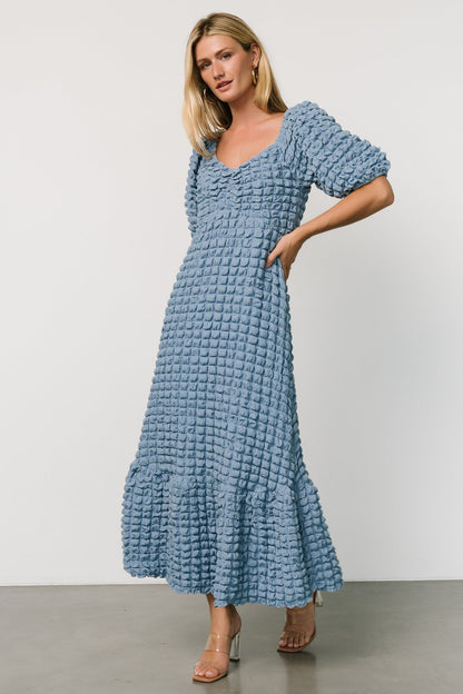 Therese Textured Dress | Denim Blue - Baltic Born