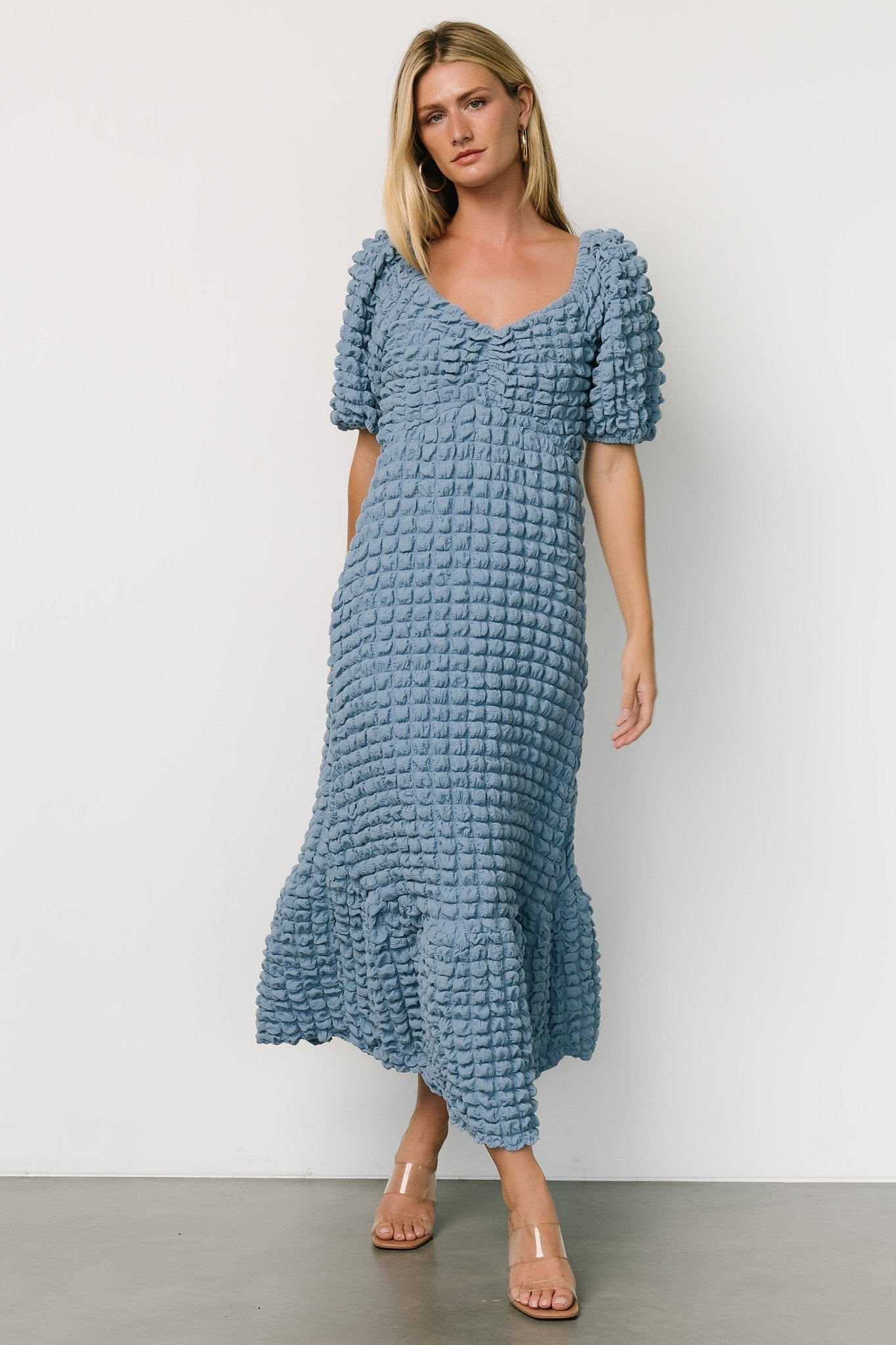 Therese Textured Dress | Denim Blue - Baltic Born