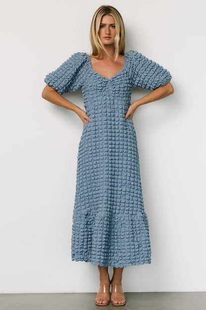 Therese Textured Dress | Denim Blue - Baltic Born