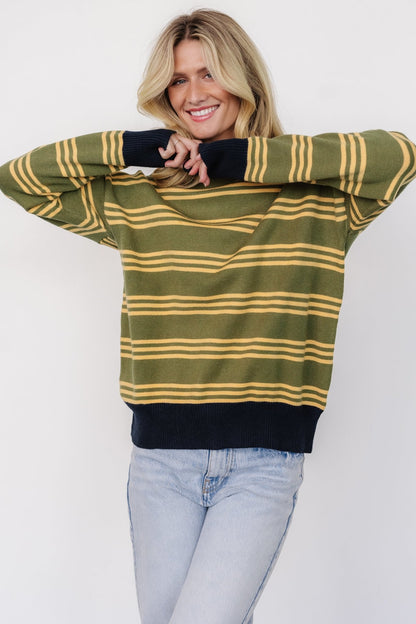 Thomas Striped Sweater | Olive Multi - Baltic Born