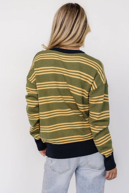 Thomas Striped Sweater | Olive Multi - Baltic Born