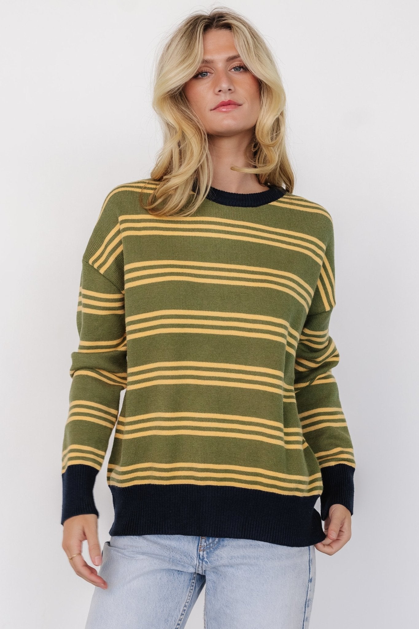 Thomas Striped Sweater | Olive Multi - Baltic Born