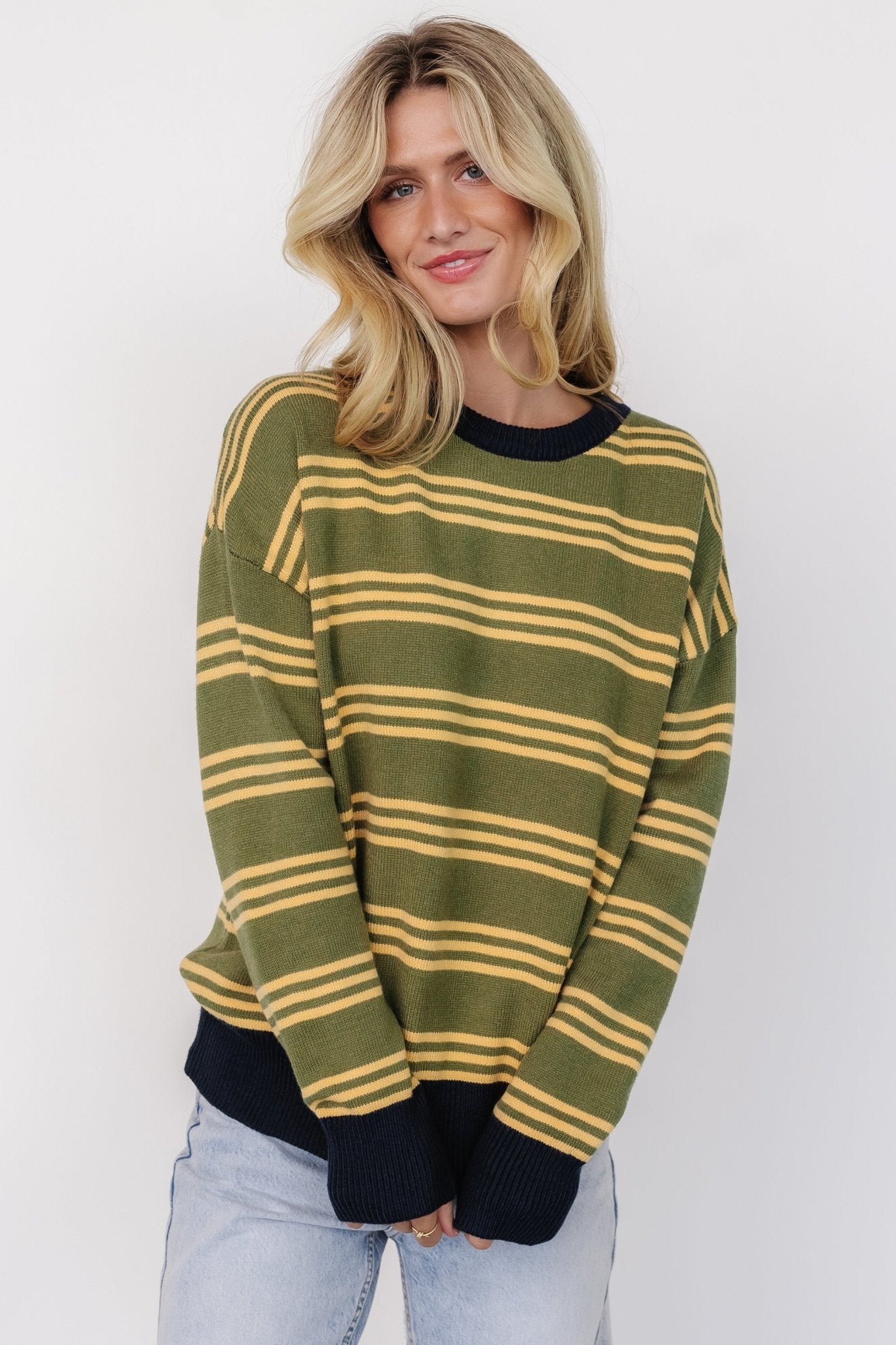 Thomas Striped Sweater | Olive Multi - Baltic Born