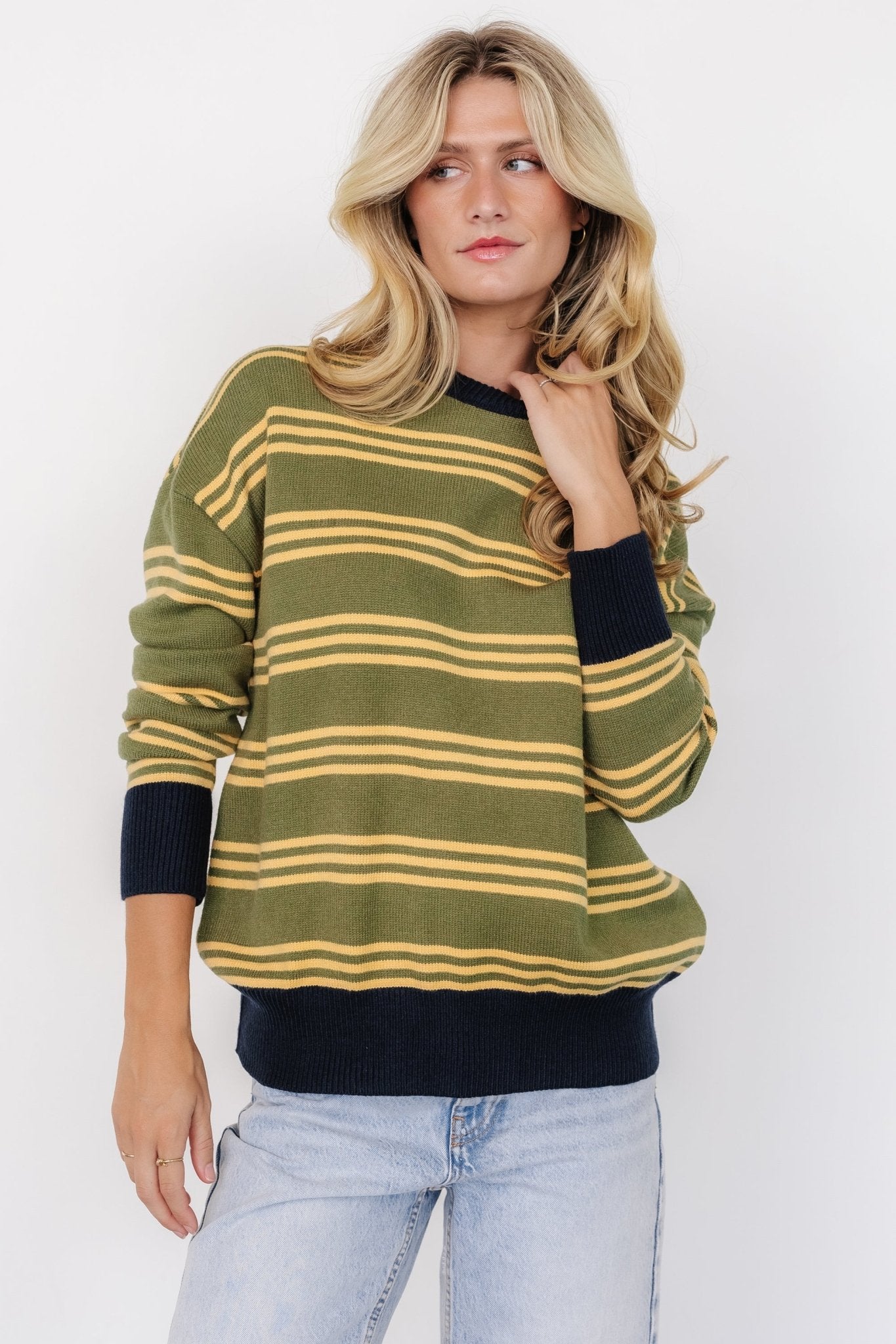 Thomas Striped Sweater | Olive Multi - Baltic Born