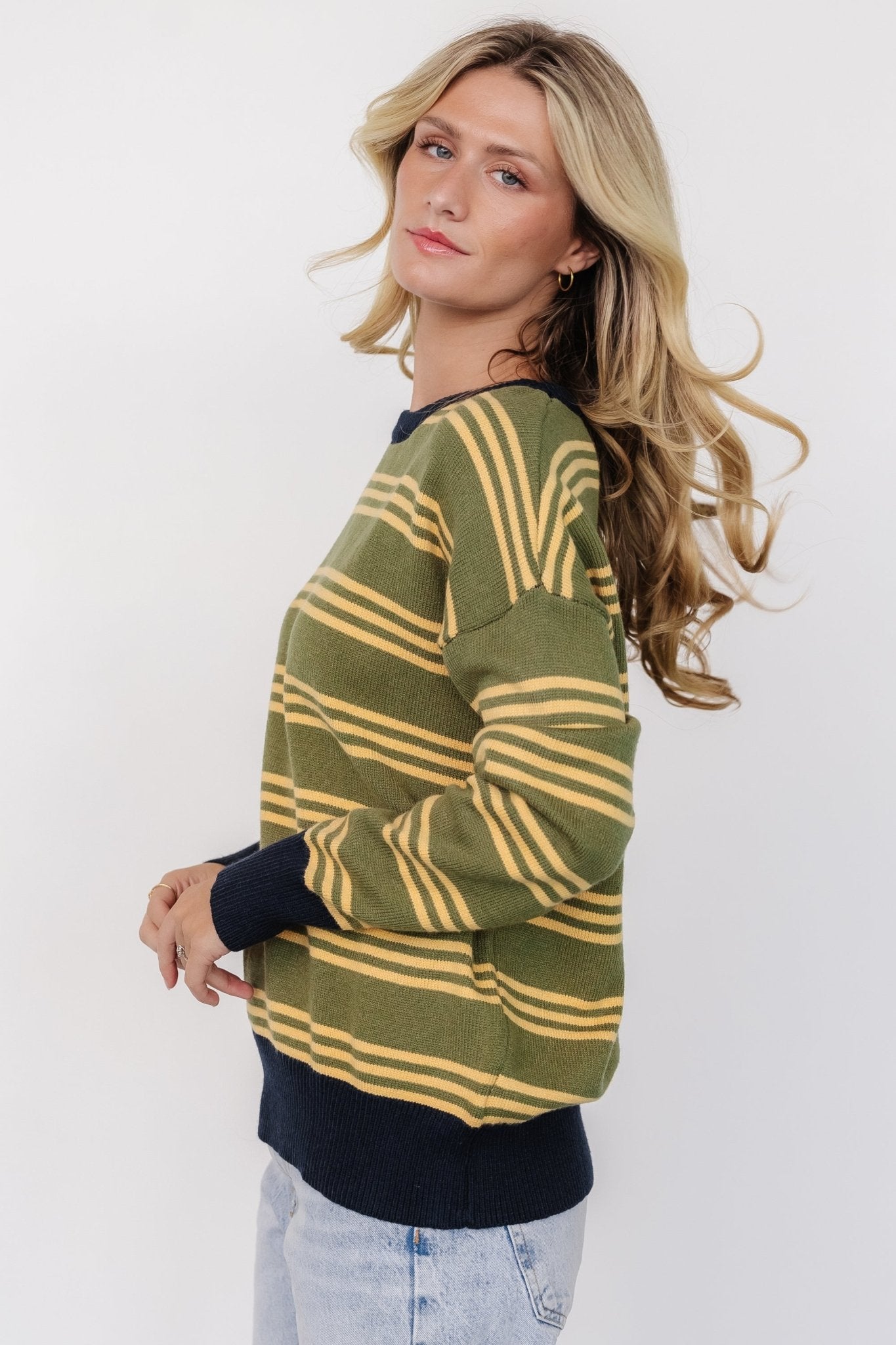 Thomas Striped Sweater | Olive Multi - Baltic Born