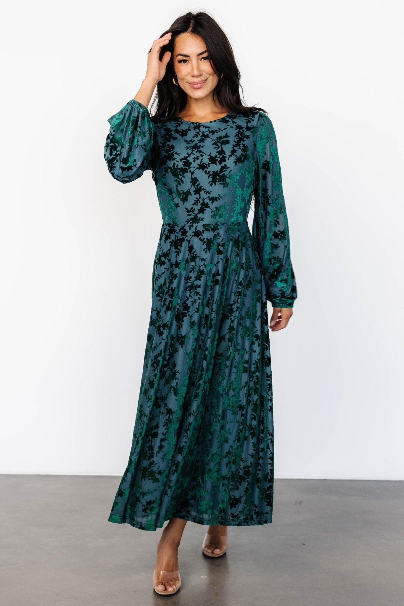 Thora Velvet Dress | Emerald Floral - Baltic Born