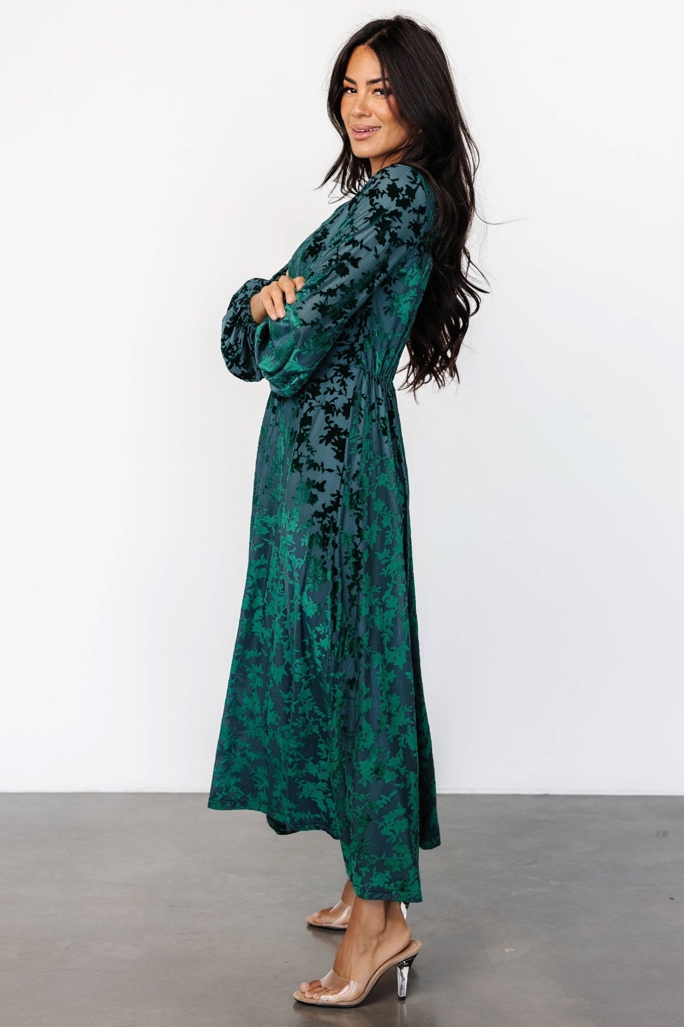 Thora Velvet Dress | Emerald Floral - Baltic Born