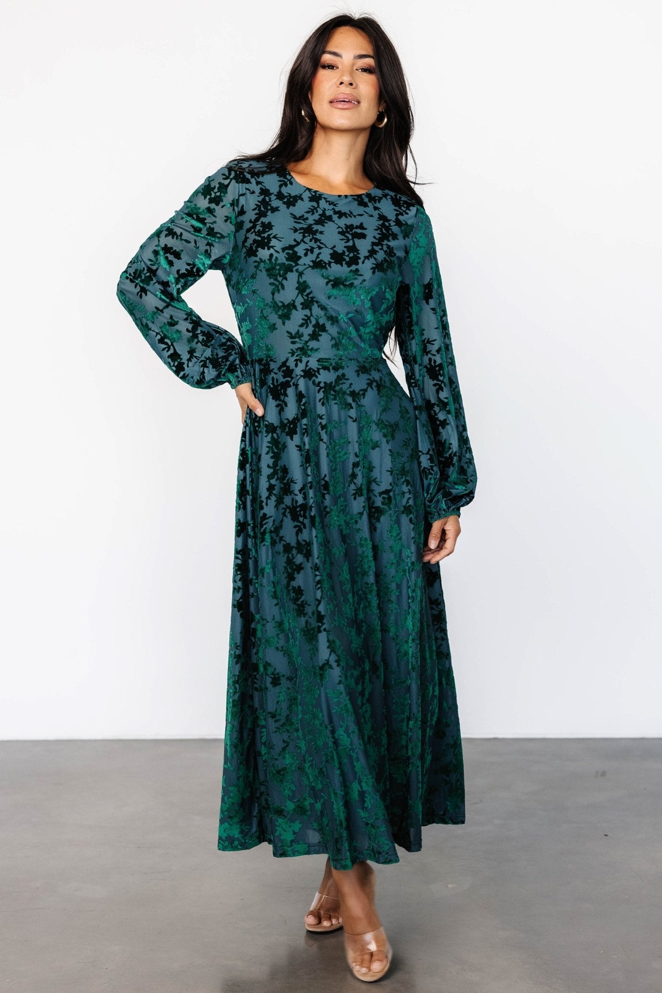 Thora Velvet Dress | Emerald Floral - Baltic Born