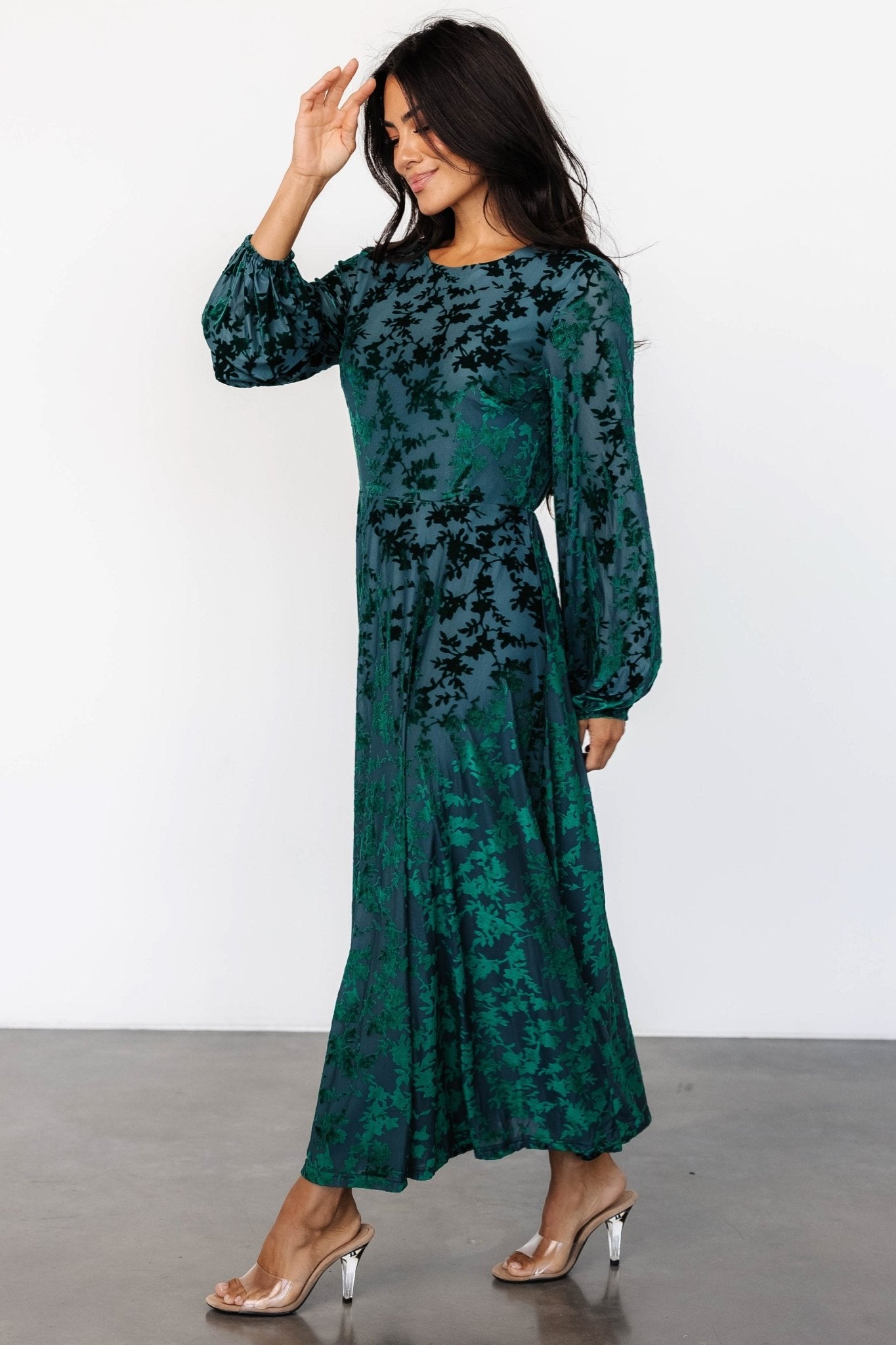 Thora Velvet Dress | Emerald Floral - Baltic Born