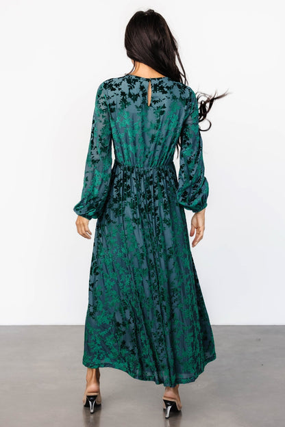 Thora Velvet Dress | Emerald Floral - Baltic Born